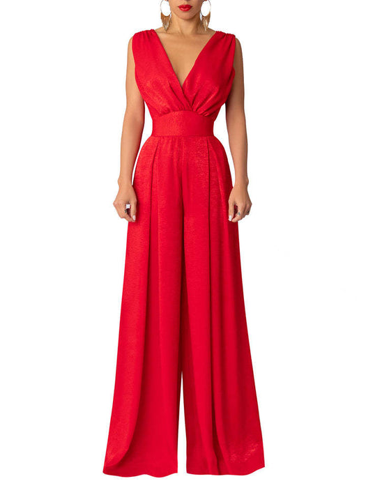 Color-Multi-Women Clothing Summer Elegant Slim High Waist Solid Color Jumpsuit-Fancey Boutique