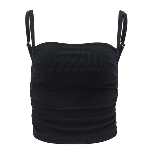 Color-Black-Spring Popular Sexy Short Slim Sleeveless Camisole-Fancey Boutique