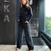 Color-Black-Autumn Winter Casual Set Solid Color Silver Fox Velvet Turtleneck Long Sleeve Top Drawstring Trousers-Fancey Boutique