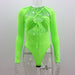 Color-fluorescent green-Summer Women Sexy Sexy Hollow Out Cutout out Strap Slim Solid Color Long Sleeve Jumpsuit Women-Fancey Boutique