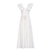 French Vintage Court Summer Large Ruffled Stitching Neckline High Waist Maxi Dress-White-Fancey Boutique