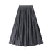 Color-Gray-Elegant Pleated Skirt Double Pleated Draping Summer Slimming Mid Length Pleated Skirt-Fancey Boutique