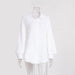 Pure Cotton Crepe Shirt Comfort Loose Elegant Polo Shirt in Spring-White-Fancey Boutique