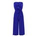 Color-Blue-Summer Women Clothing Sleeveless V neck Flounce Pleated Jumpsuit-Fancey Boutique