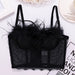 Color-Lace Mesh Camisole Vest Women Outer Wear Hollow Out Cutout Backless Sexy True Feathers Tube Top Women-Fancey Boutique