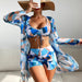 Color-Pattern 18-Swimsuit Women Split Three Piece Suit High Waist Long Sleeves Blouse Internet Celebrity Drawstring Suit-Fancey Boutique