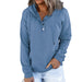 Color-Blue-Women Clothing Long Sleeve Loose Casual Hooded Drawstring Pocket Hoodie-Fancey Boutique