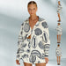 Color-White with Printed Pattern Suit-Early Autumn Casual Advanced Fruit Printed Shorts Cardigan Suit-Fancey Boutique