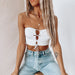 Color-Summer Fashion Women Wear Chest-Wrapped Hollow-out Camisole Drawstring Two-Way Short Vest for Women-Fancey Boutique