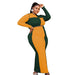 Color-Turmeric-Plus Size Clothing Spring Color Matching Sexy Casual Set-Fancey Boutique