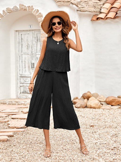 Color-Black-Spring Summer Women Clothing Solid Color Casual Loose Sleeveless Women Jumpsuit-Fancey Boutique