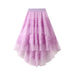 Color-Purple-Fungus Irregular Asymmetric Solid Color Cake Pettiskirt Fairy Dress Large Swing Stitching Mesh Half Length Skirt-Fancey Boutique