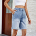 Color-Blue-Spring Summer Washed Casual Gradient Cropped Denim Shorts-Fancey Boutique