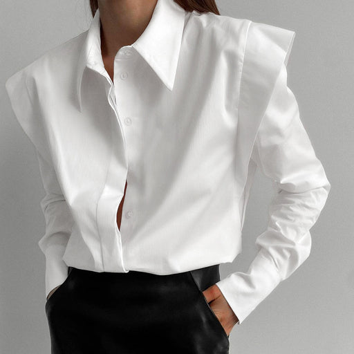 Color-White-Autumn Winter Long Sleeve White Shirt Women Clothing Office Elegant Women Shirt-Fancey Boutique