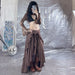 Retro Irregular Asymmetric Wooden Ear Design Long Skirt Women All Matching-Fancey Boutique