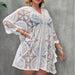 Casual See through Water Soluble Vacation Sun Protective Clothing Beach Dress-White-Fancey Boutique