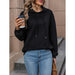 Tops Women Spring Long Sleeve Jacquard Solid Color Hooded Sweater-Black-Fancey Boutique