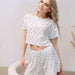 Summer Heart Printing Round Neck Short Sleeve Trousers Shorts Pajamas Three Piece Set Women Loose Comfortable Homewear-Fancey Boutique