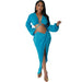 Color-Blue-Summer Suit Skirt Women Casual Long Sleeve Sexy Two Piece Suit-Fancey Boutique