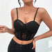 Street Fashionable Black Lace Grenadine Stitching Boning Corset Backless Sexy Sexy Slim Strap Women-Fancey Boutique