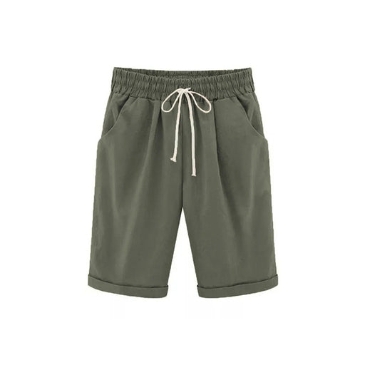 Color-Light Green-Women Casual Shorts Elastic Waist Loose Twill Shorts Women-Fancey Boutique