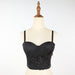 Sexy Beaded Embroidered Lace Steel Ring Boning Corset Bra Wrapped Chest Vest-Black-Fancey Boutique