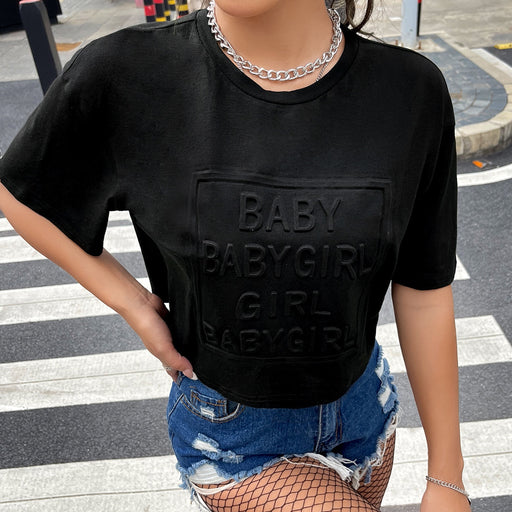 Women Clothing Casual All Matching Letter Graphic Printed Loose Baggy T shirt-Fancey Boutique