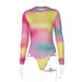 Color-Multi-Winter Women Clothing Tie Dyed Printed Long Sleeve Slim Fit Base Bodysuit-Fancey Boutique