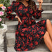 Women Spring Sexy Waist Tight Floral Long Sleeve Dress-Red-Fancey Boutique