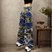 Retro Denim Overalls Street Multi Pocket Camouflage Trousers Straight Mop Wide Leg Jeans Women-Fancey Boutique