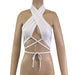 Color-White-Summer Tight Refreshing Binding Lace up Sexy Bandeau Halter Criss Cross Top-Fancey Boutique