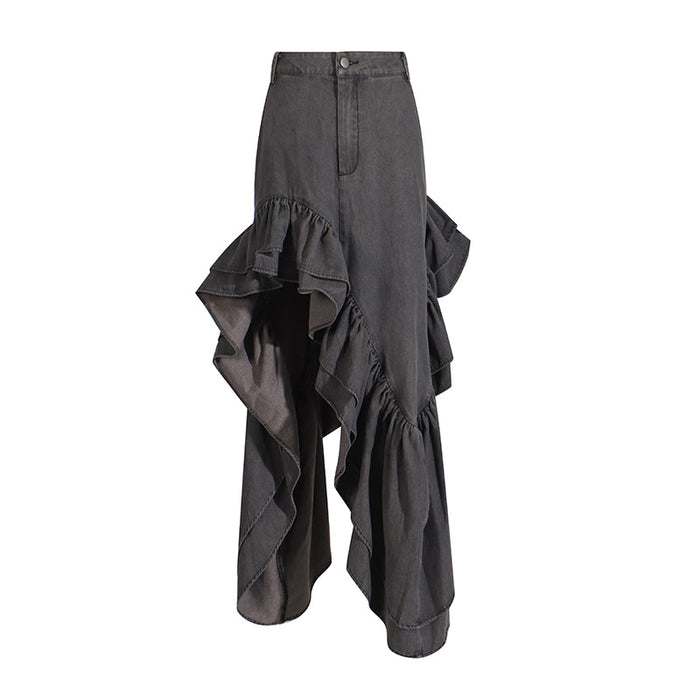 Summer High Waist Ruffles Distressed Design Pleated High Grade Irregular Asymmetric Skirt for Women-Fancey Boutique