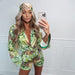 Color-No. 4 Green-Women Clothing Casual Set Beach Sun Protection Suit Long Sleeve Shirt Shorts Headscarf Three Piece Set-Fancey Boutique