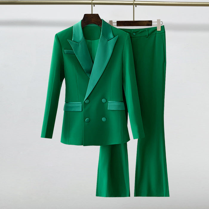Color-blackish green-Spring Autumn Internet Suit Two Piece Set Women Work Pant Blazer Suit Set-Fancey Boutique