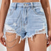 Color-Blue-Shorts Sexy Shorts Denim Pants Street Chain Shorts Light Color Denim-Fancey Boutique