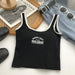 Color-Black-Hemming Printing Color Contrast Letter Graphic Crew Neck Sleeveless Vest Women Summer Korean All Match Single Wear Beauty Back Shirt-Fancey Boutique