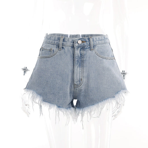Color-Blue-Summer Fashionable Simple Trendy All Matching Slim Fit Horn Denim Shorts-Fancey Boutique