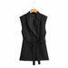 Vest Women Clothing Autumn French Double Breasted Belt Vest-Black-Fancey Boutique