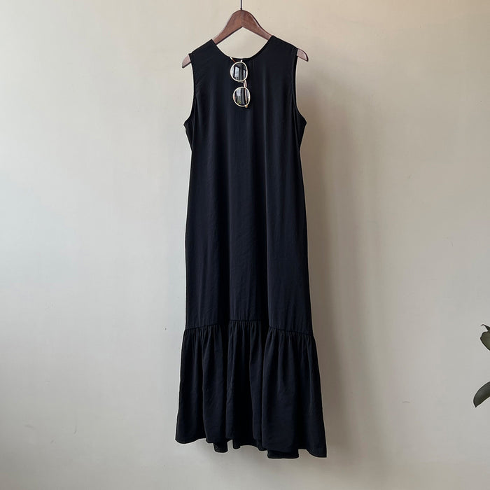 Color-Black-Sleeveless Vest Dress Summer Back Hollow Out Cutout-out Long Fishtail Dress-Fancey Boutique