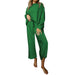 Color-green-Loose Simple Solid Color Casual Suit Women Autumn Texture Drawstring Sportswear Women-Fancey Boutique
