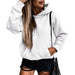 Autumn Winter Solid Color Pocket Hooded for Women All Matching Long Sleeve Top-White-Fancey Boutique