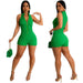 Color-Green-Women Clothing Sexy Solid Color Zipper Collar Seersucker Jumpsuit-Fancey Boutique