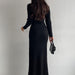 High Neck Split Knitted Dress Autumn Winter Long Sleeve Dress Sexy Sunken Stripe Skinny Sheath Sweater-Fancey Boutique