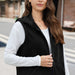 Women's Polar Fleece Zipper Collared Waistcoat-Black-Fancey Boutique