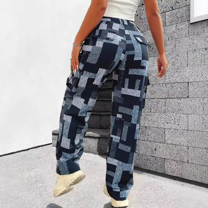 Casual Loose Plaid Trousers Casual Women Personality Street Overalls-Fancey Boutique