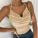 Color-Apricot-Pile Collar Show Chest Sexy Little Suspenders Summer New Women Clothing Fashion Sexy Top-Fancey Boutique