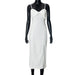 Women Clothing Summer Solid Color Strap Lace Split Dress-White-Fancey Boutique