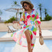 Summer Beach Dress Women Casual Holiday Floral Print Cardigan Bikini Swimsuit Blouse Sun Protective Clothing-Multi-Fancey Boutique