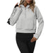 Color-Light Gray-Ladies Half Zip Pullover Sweatshirt Short Chic Sweatshirt-Fancey Boutique