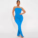 Color-Blue-Women Clothing Bubble Grid Tube Top Jumpsuit-Fancey Boutique